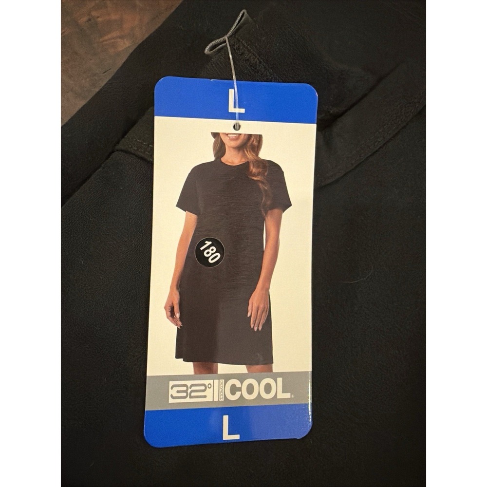 32 DEGREES COOL Black Size L Soft Casual Dress Short Sleeve Pocket